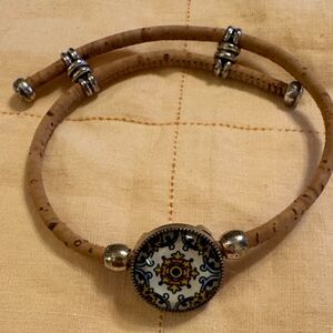 Elegant Tan and Silver Women's Bracelet